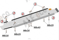 Защита алюминиевая Alfeco для топливопровода Mitsubishi Outlander III 2012-2021